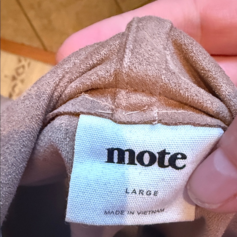 Mote Faux Suede Leather Tan Brown Moto Zipper Jacket Wrap - Picture 6 of 6